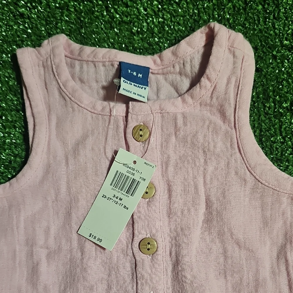 Old Navy Light Pink Baby Romper with Buttons